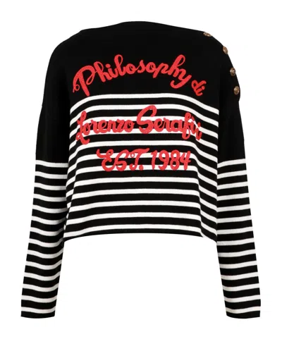 Philosophy Di Lorenzo Serafini Lorenzo Serafini Cotton Sweater In Schwarz,weiss