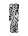 Philosophy Di Lorenzo Serafini Multicolor Crewneck Long Dress With All-over Floral Print In Lycra Woman In 1101