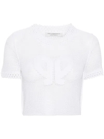 Philosophy Di Lorenzo Serafini Macramé Crop Top In White