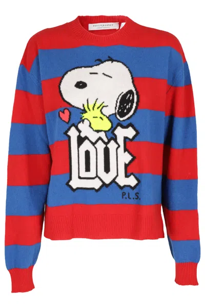 Philosophy Di Lorenzo Serafini Snoopy Love Intarsia-knit Jumper In Multi