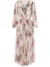 Philosophy Di Lorenzo Serafini Floral Pattern Midi Dress With Elegant Drape In Beige
