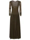 Philosophy Di Lorenzo Serafini Maxi Dress With Deep V-neckline And Gathered Skirt
