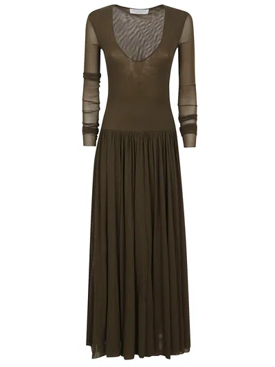 PHILOSOPHY DI LORENZO SERAFINI PHILOSOPHY DI LORENZO SERAFINI MAXI DRESS WITH CAROUSEL NECKLINE AND RUFFLED DETAILS