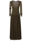 Philosophy Di Lorenzo Serafini Maxi Dress With Deep V-neckline And Gathered Skirt