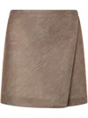 Philosophy Di Lorenzo Serafini Mélange-effect Wrap Mini Skirt In Brown