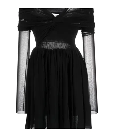 Philosophy Di Lorenzo Serafini Mesh Long-sleeved Mini Dress In Black