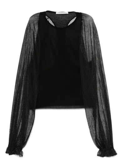 Philosophy Di Lorenzo Serafini Mesh-sleeve Top In Black