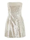 Philosophy Di Lorenzo Serafini Metallic Dress With All-over Sequins In Tech Fabric Woman In Neutral