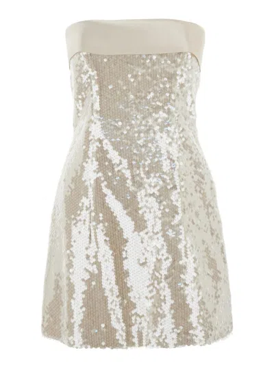 PHILOSOPHY DI LORENZO SERAFINI METALLIC DRESS WITH ALL-OVER SEQUINS IN TECH FABRIC WOMAN