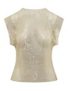 Philosophy Di Lorenzo Serafini Gold Rhinestone Sheer Sleeveless Blouse In Gold
