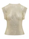Philosophy Di Lorenzo Serafini Gold Rhinestone Sheer Sleeveless Blouse In Gold