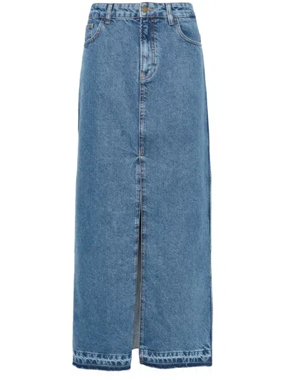 PHILOSOPHY DI LORENZO SERAFINI MID-RISE DENIM MAXI SKIRT