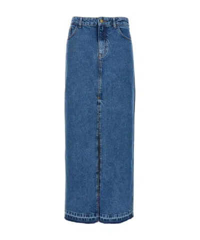 PHILOSOPHY DI LORENZO SERAFINI MID-RISE DENIM MAXI SKIRT
