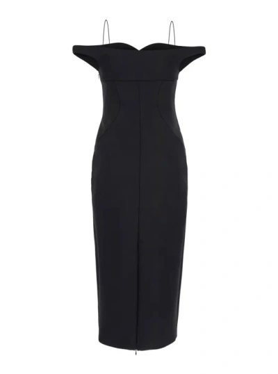 Philosophy Di Lorenzo Serafini Off-the-shoulder Tech Crepe Midi Dress In Black