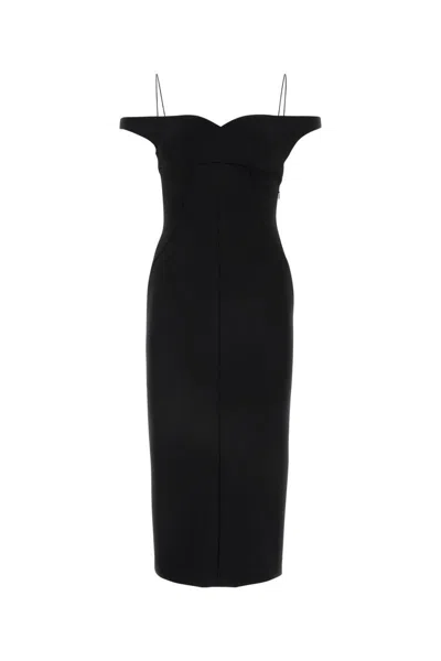 Philosophy Di Lorenzo Serafini Midi Black Off Shoulder Dress In Stretch Fabric Woman In Black  