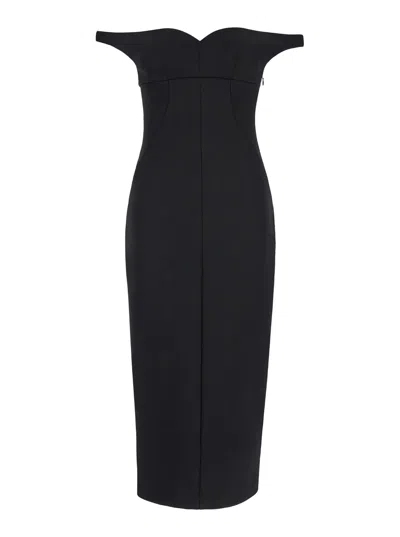 Philosophy Di Lorenzo Serafini Off-the-shoulder Tech Crepe Midi Dress In Black