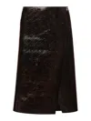 Philosophy Di Lorenzo Serafini Coated Wool-blend Midi Skirt In Brown