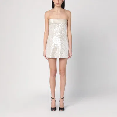 Philosophy Di Lorenzo Serafini Mini Ivory Dress With Sequins In Cream