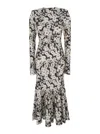 Philosophy Di Lorenzo Serafini Multicolor Crewneck Long Dress With All-over Floral Print In Lycra Woman In Multicolor