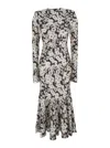 Philosophy Di Lorenzo Serafini Multicolor Crewneck Long Dress With All-over Floral Print In Lycra Woman In Fantasy Print Brown