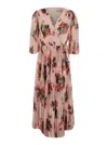 PHILOSOPHY DI LORENZO SERAFINI MULTICOLOR LONG DRESS WITH ALL-OVER FLORAL PRINT IN TECH FABRIC WOMAN