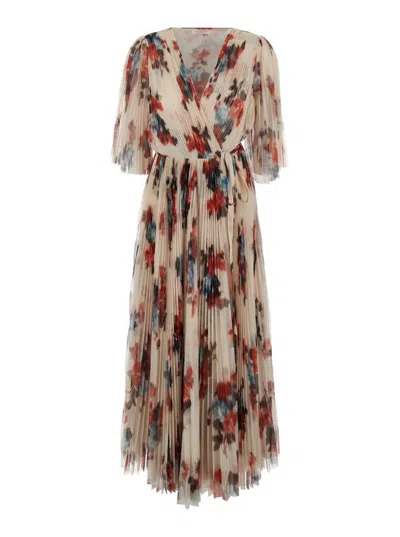 Philosophy Di Lorenzo Serafini Multicolor Long Dress With All-over Floral Print In Tech Fabric Woman