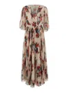 Philosophy Di Lorenzo Serafini Multicolor Long Dress With All-over Floral Print In Tech Fabric Woman
