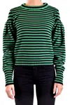 Philosophy Di Lorenzo Serafini Multicolor Striped Sweater With Puffed Sleeves In Green