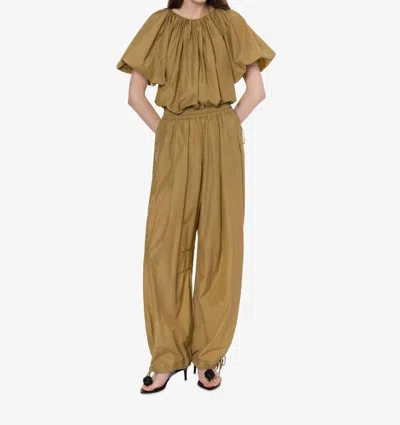 PHILOSOPHY DI LORENZO SERAFINI NYLON CROPPED BLOUSE TOP IN KHAKI