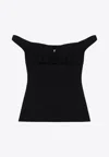 Philosophy Di Lorenzo Serafini Philosophy Nylon Top With Sweetheart Neckline In Black