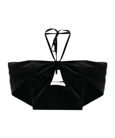 Philosophy Di Lorenzo Serafini Off-shoulder Halterneck Velvet Top In Black