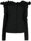 Philosophy Di Lorenzo Serafini Off-shoulder Long-sleeve Blouse In Black