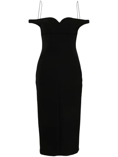 Philosophy Di Lorenzo Serafini Off-the-shoulder Tech Crepe Midi Dress In Black
