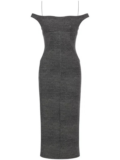 Philosophy Di Lorenzo Serafini Off-shoulder Midi Dress In Grey
