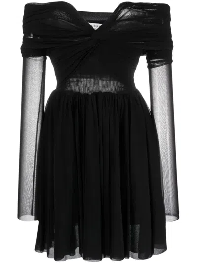 Philosophy Di Lorenzo Serafini Off-shoulder Viscose Dress With Twisted Bodice And Pleated Skirt