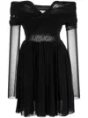 Philosophy Di Lorenzo Serafini Shoulder Mini Pleated Sheer Long Sleeves In Black