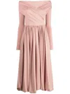 Philosophy Di Lorenzo Serafini Draped Waist Off-shoulder Midi Dress In Pink