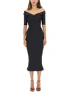 Philosophy Di Lorenzo Serafini Off-the-shoulder Mini Dress With 3/4 Sleeves In Black