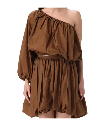 Philosophy Di Lorenzo Serafini One-shoulder Balloon Blouse In Brown