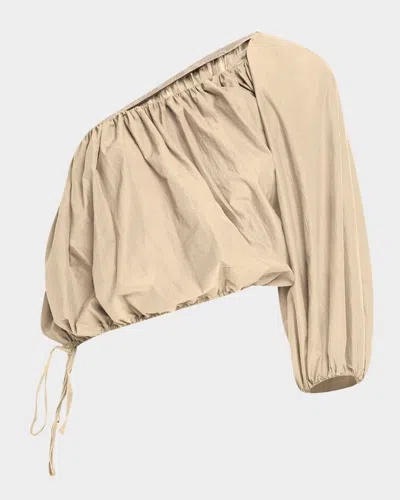 Philosophy Di Lorenzo Serafini One-shoulder Crop Balloon Blouse In Ivory