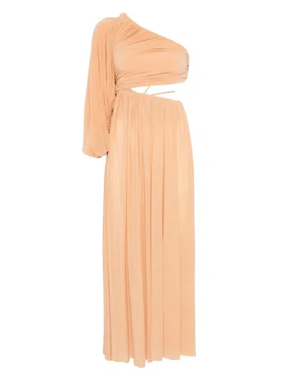 Philosophy Di Lorenzo Serafini Draped Viscose Blend Jersey Long Dress In Pink