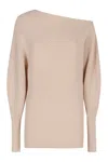 Philosophy Di Lorenzo Serafini Elegant One-shoulder Ivory Sweater In Beige