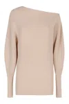 Philosophy Di Lorenzo Serafini Elegant One-shoulder Ivory Sweater In Beige
