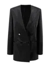 Philosophy Di Lorenzo Serafini V-neck Satin Blazer With Double-breasted Closure In Black