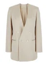 Philosophy Di Lorenzo Serafini White Double Breasted Jacket With Chest Pocket In Acetate Fabric Woman In Ivory