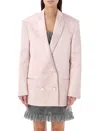 Philosophy Di Lorenzo Serafini Double-breasted Satin-crepe Tuxedo Jacket In Rosa