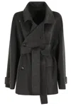 Philosophy Di Lorenzo Serafini Dark Grey Felted Wool Double-breasted Coat In Grigio