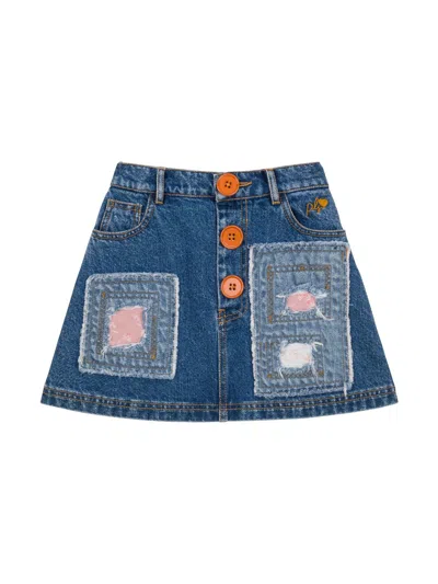 Philosophy Di Lorenzo Serafini Kids' Patchwork Denim Skirt In Blue