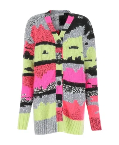 Philosophy Di Lorenzo Serafini Patchwork Knitted Cardigan In Grey