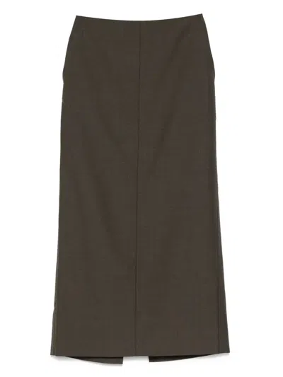 Philosophy Di Lorenzo Serafini Pencil Midi Skirt In Brown